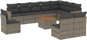 vidaXL 11 részes szürke polyrattan kerti ülőgarnitúra párnákkal