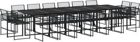 vidaXL 17 részes fekete polyrattan kerti étkezőgarnitúra