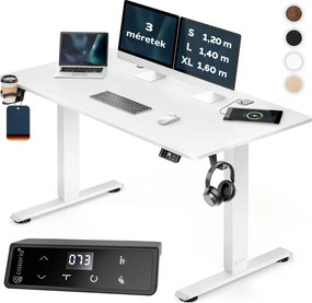 FLEXI állítható magasságú irodai íróasztal, 140x60x72–117cm, fehér Casaria