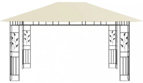 krémszínű pavilon szúnyoghálóval/LED fényfüzérrel 4x3x2,73 m