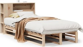 vidaXL tömör fa könyvespolcos ágy matrac nélkül 100 x 200 cm
