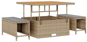 Kerti Kanapé Szett 11 pcs Bézs 100 x 100 x 71 cm polirattan