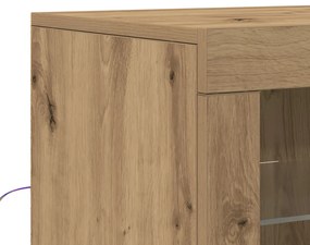LED világítással ellátott oldalszekrény, Kézműves tölgy 60,5x37x100 cm
