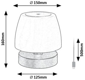 Rabalux 7040 - LED Dimmelhető asztali lámpa ODERA LED/3W/5V 2000 mAh IP44