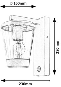 Rabalux 7267 - Kültéri érzékelős fali lámpa SAVANO 1xE27/40W/230V IP44