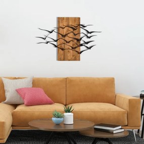 Fali dekoráció 86x58 cm madarak fa/fém