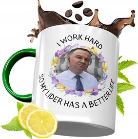 Zöld Bögre Andrzej Duda Elnök Ajåndék Nyomtatott Fotóval