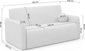 Nido ágyazható háromszemélyes kanapé 140 cm tárolóval - bézs boucle Quelle 16