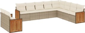 vidaXL 10 részes bézs polyrattan kerti ülőgarnitúra párnával