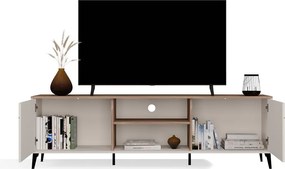 RTV POINT 2D TV állvány 183.5x40x12 cm, kasmír, fekete lábakkal, tölgy fedlappal