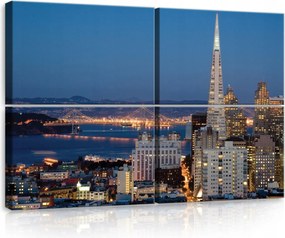 Vászonkép 120x80 Éjszakai város városkép panoráma San Francisco híd