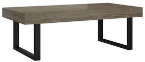 Szürke és fekete MDF és vas dohányzóasztal 120x60x40 cm