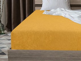 Frottír gumis lepedő PREMIUM sárga-narancs 180x200 cm