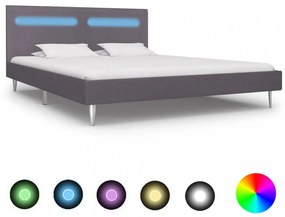 Szürke szövetkárpitozású LED-es ágykeret 180 x 200 cm