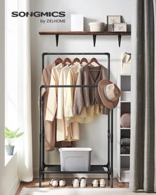 Ruhatartó állvány, max. terhelhetőség 55 kg, fekete