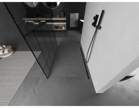 Mexen Kioto, Walk-In zuhany paraván 130 x 200 cm, 8 mm üveg fekete mintás, grafit profil, 800-130-002-66-78