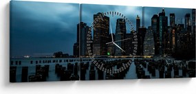 Kép - Kilátás a New York-i felhőkarcolókra (órával) (90x30 cm)
