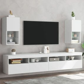 2 db fehér TV-szekrény LED-lámpákkal 30,5x30x60 cm