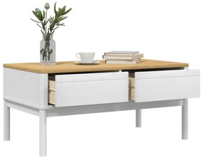 FLORO fehér tömör fenyőfa dohányzóasztal 99 x 55,5 x 45 cm