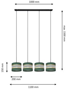 Csillár zsinóron HELEN 4xE27/15W/230V zöld/arany