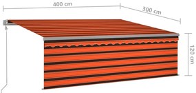 narancssárga-barna kézzel kihúzható napellenző redőnnyel 4x3 m