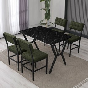 Dubai étkezőgarnitúra, zöld-fekete, 110 cm