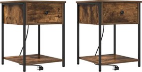 vidaXL Éjjeliszekrény 2 pcs Füstölt tölgy 42 x 41 x 56 cm Faanyag
