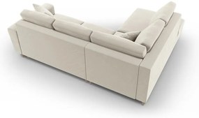 Bézs bársony kinyitható tárolóhelyes sarokkanapé (bal oldali-L alakú) Kyoto – Cosmopolitan Design