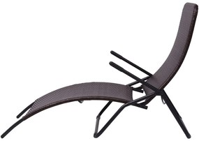 Barna összecsukható polyrattan napozóágy