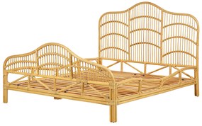 Világosbarna rattan franciaágy 160 x 200 cm DOMEYROT Beliani