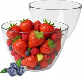 2 x Saláta tálaló Üveg Tál Snack Saláta Gyümölcs Tál Nagy 17 cm