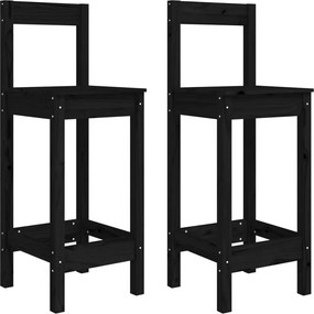 vidaXL 2 db fekete tömör fenyőfa bárszék 40 x 41,5 x 112 cm