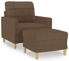 barna szövet kanapéfotel lábtartóval 60 cm