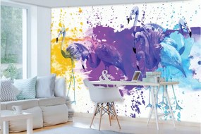 Fotótapéta Flamingók absztrakt vinil foltok 368x280 Színes madarak +ragasztó