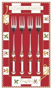 Karácsonyi Rozsdamentes acél villa szett 4 db-os porcelán nyéllel Christmas Tale