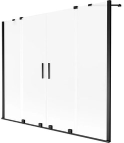 Mexen Velar Duo, 2 szárnyas eltolható kádparaván 180 x 150 cm, 8 mm-es mattüveg, fekete matt, 896-180-000-32-70