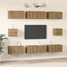 TV Szekrény Szett Falra szerelhető 8 pcs kézműves tölgy Faanyag