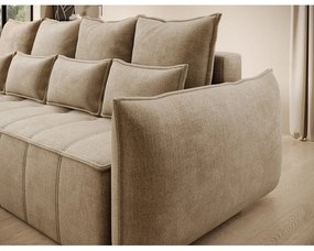 Világosbarna bársony kinyitható-tárolóhelyes kanapé 242 cm Weltton – ELTAP