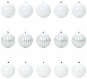 Karácsonyi Díszgömb Készlet 15 pcs Fehér