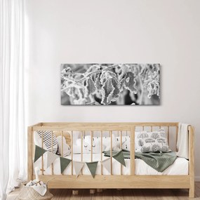 Kép - Fagyott levelek, fekete-fehér (120x50 cm)