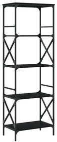 5 szintes fekete szerelt fa könyvespolc 59 x 35 x 132 cm