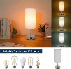 Brilagi - TABLON asztali lámpa USB-porttal, 1xE27/25W/230V, bézs/fehér