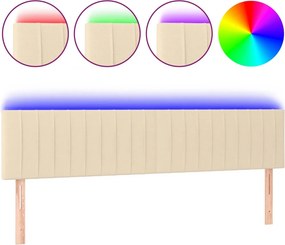 vidaXL krémszínű szövet LED-es fejtámla 180x5x78/88 cm