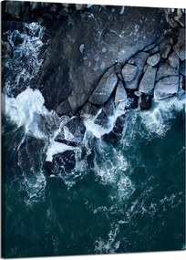 Vászonkép Természet Hullámok Tenger Sziklás Tengerpart Kék víz 50X70