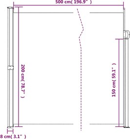 Sötétzöld behúzható oldalsó napellenző 200 x 500 cm