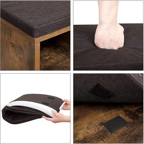 10 cipőtároló pad, cipőpad, cipőtartó párnával, rusztikus barna
