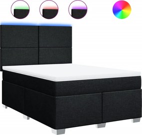 vidaXL fekete szövet rugós ágy matraccal 160x200 cm
