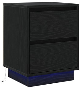 LED Fényes Éjjeli Asztal Fekete 39x34,5x50 cm
