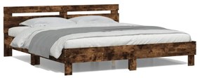füstös tölgy színű ágykeret fejtámlával és LED-del 180 x 200 cm