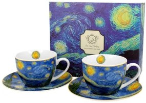 Porceláncsésze+alj, 280ml, 2 személyes, dobozban, Van Gogh: Csillagos éj